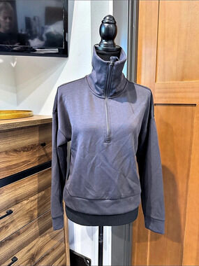 AVA Women's Quarter-Zip Pullover Gray XS NWT